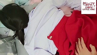 A Thai College Girl In Uniform And Red Skirt Has Sex With Her Boyfriend In Their Dorm