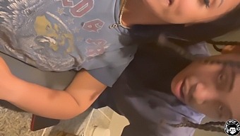 Stepmother With Big Bosom Gives Blow Job To Young Man While Her Husband Is At Work.