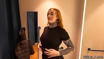 British Coed With A Big Ass Gets Double Penetrated In Hotel Fitting Room